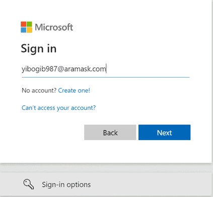 Microsoft 365 sign in mask incl. "sign-in options" for passkey login