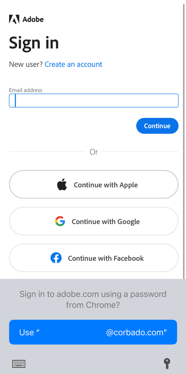 Adobe Passkey Login iPhone