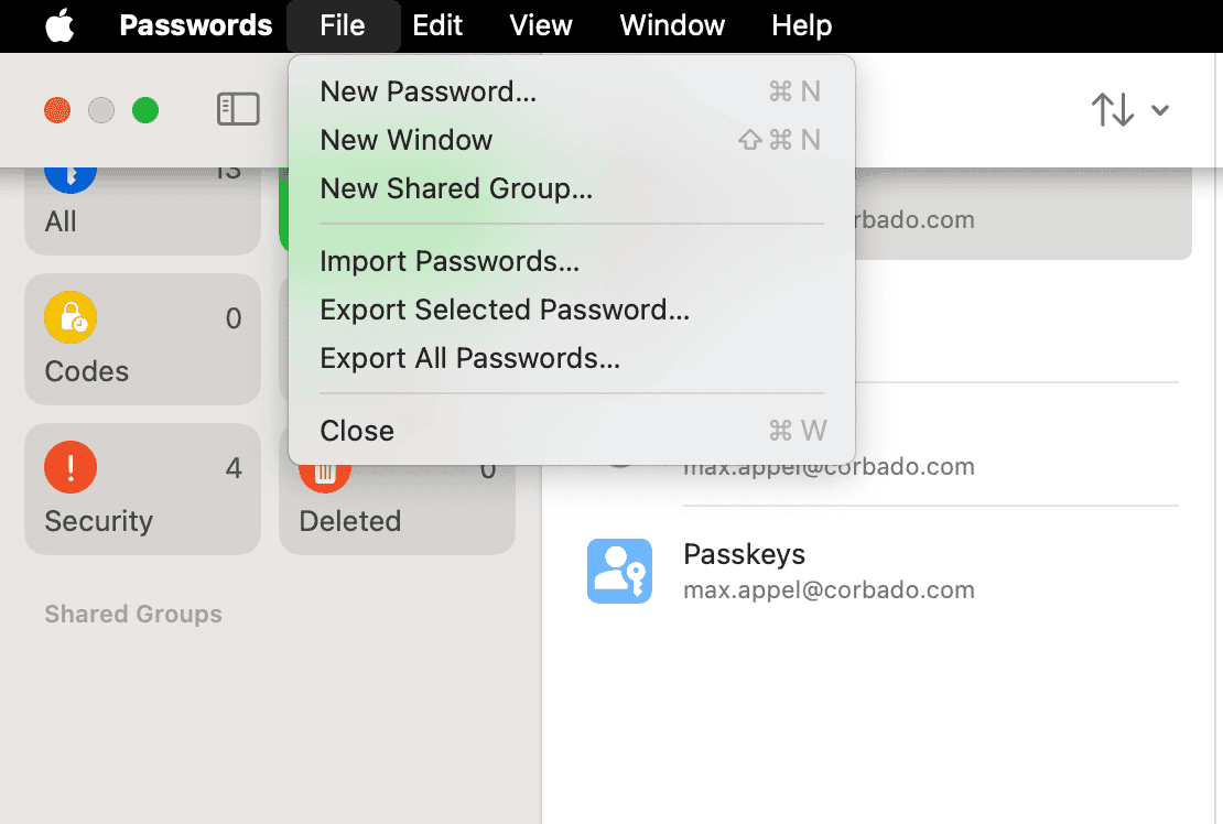 apple passwords import