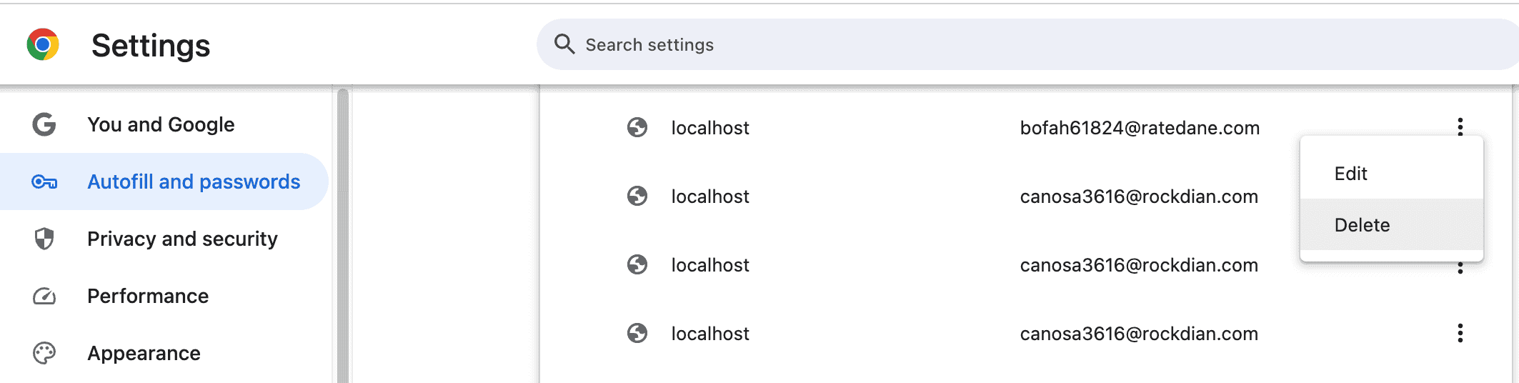 delete passkey macos chrome profile delete button